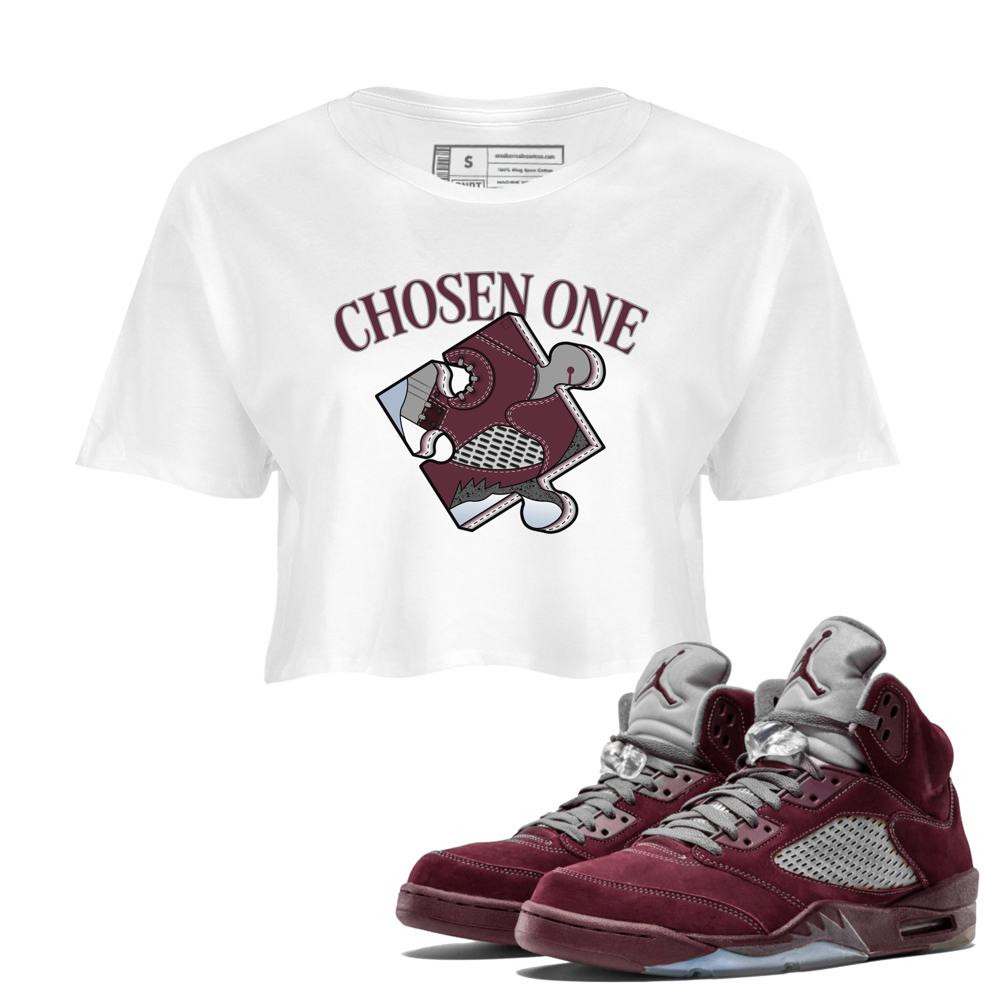 snkmatch Puzzle snkmatch Women's Top - Air Jordan 5 Burgundy