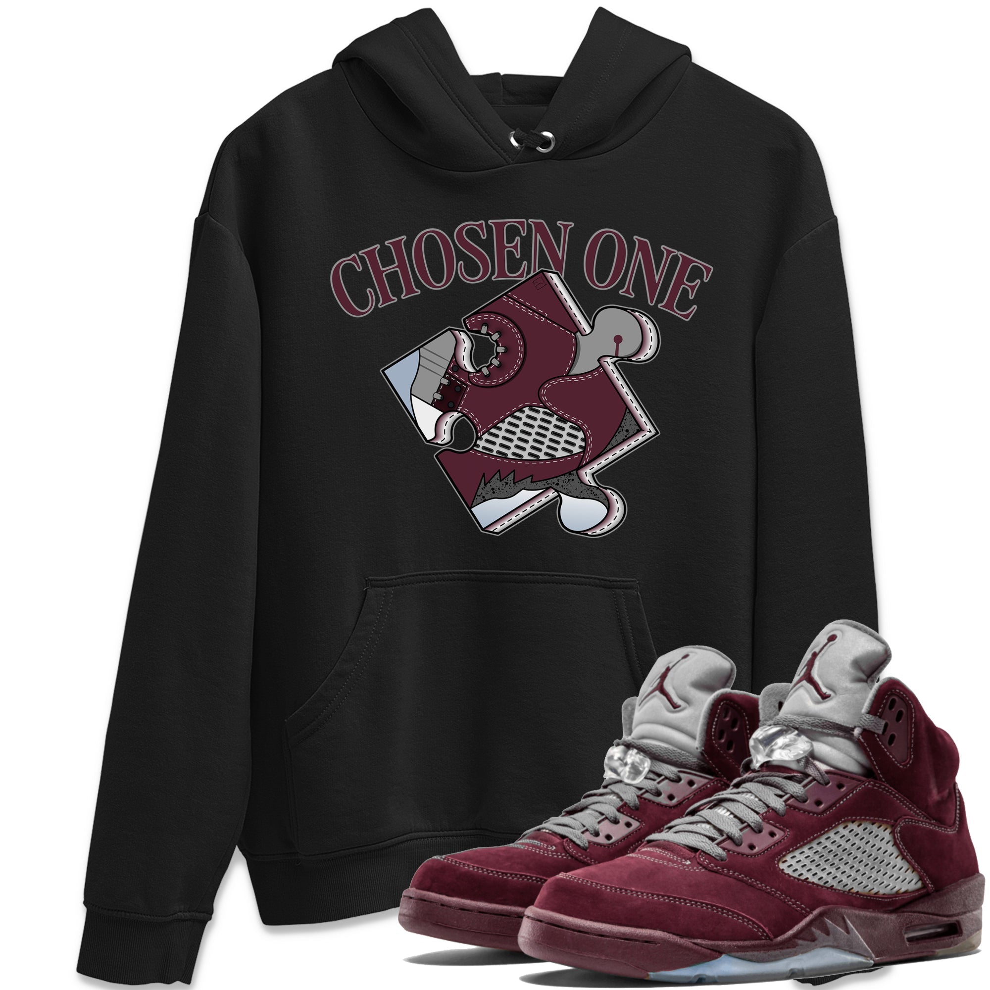snkmatch Puzzle snkmatch Tee - Air Jordan 5 Burgundy