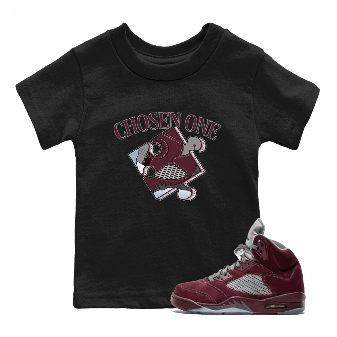 snkmatch Puzzle snkmatch Tee Kids - Air Jordan 5 Burgundy