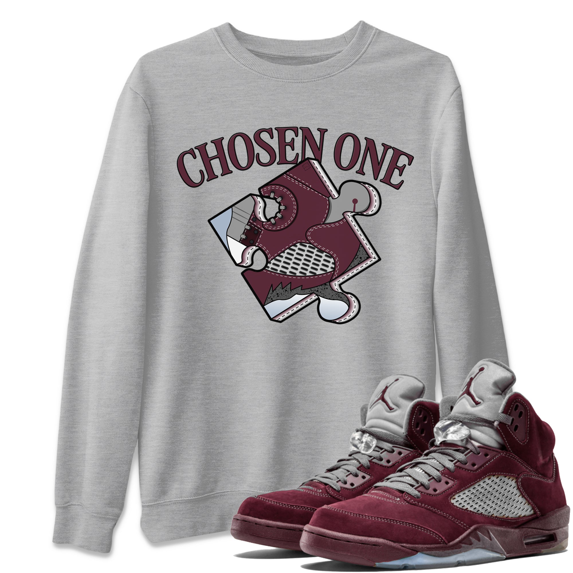 snkmatch Puzzle snkmatch Tee - Air Jordan 5 Burgundy