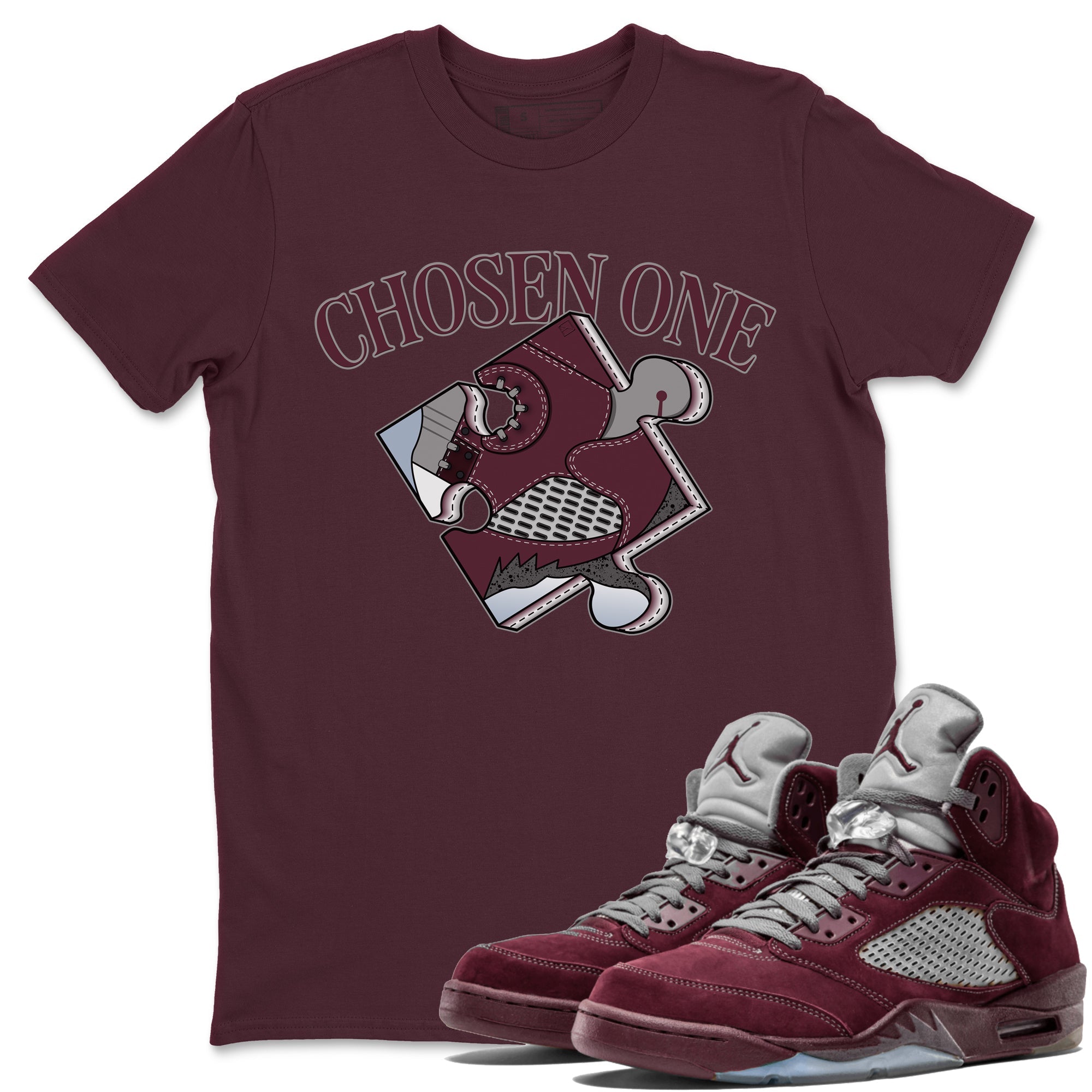 snkmatch Puzzle snkmatch Tee - Air Jordan 5 Burgundy