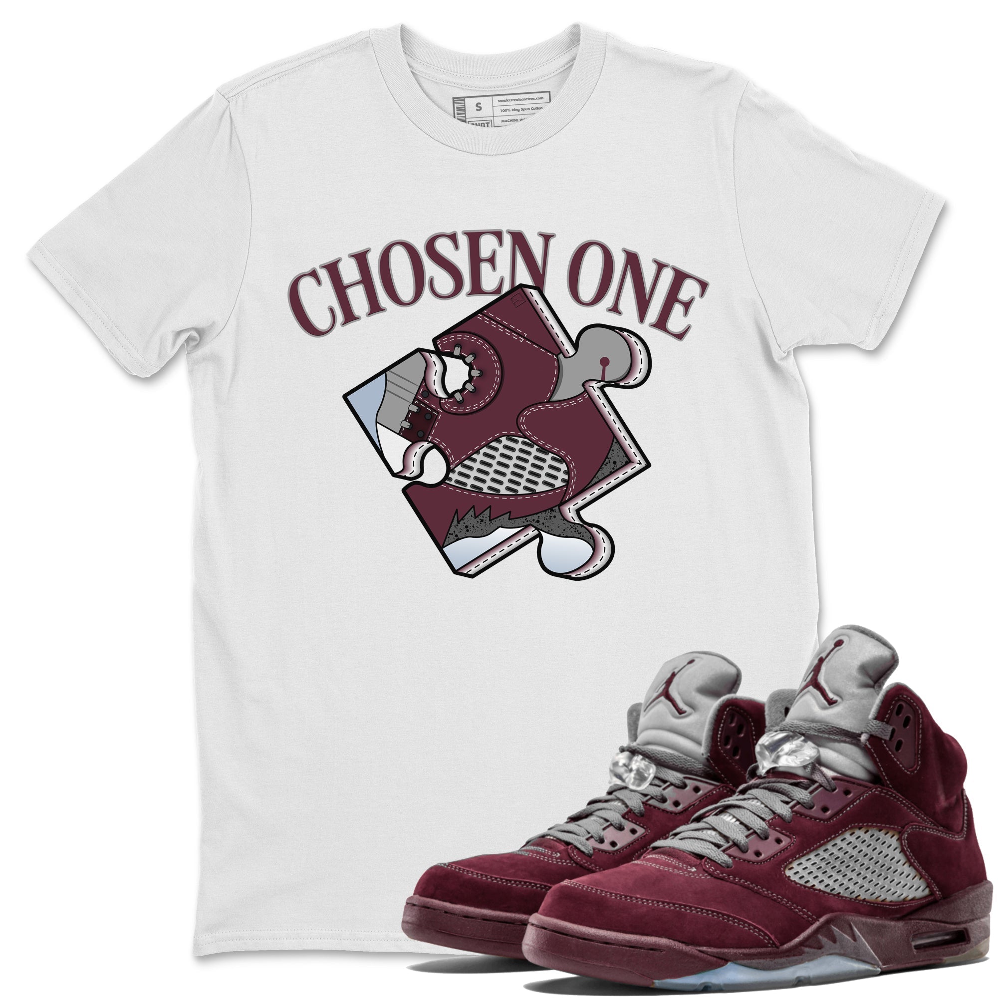snkmatch Puzzle snkmatch Tee - Air Jordan 5 Burgundy