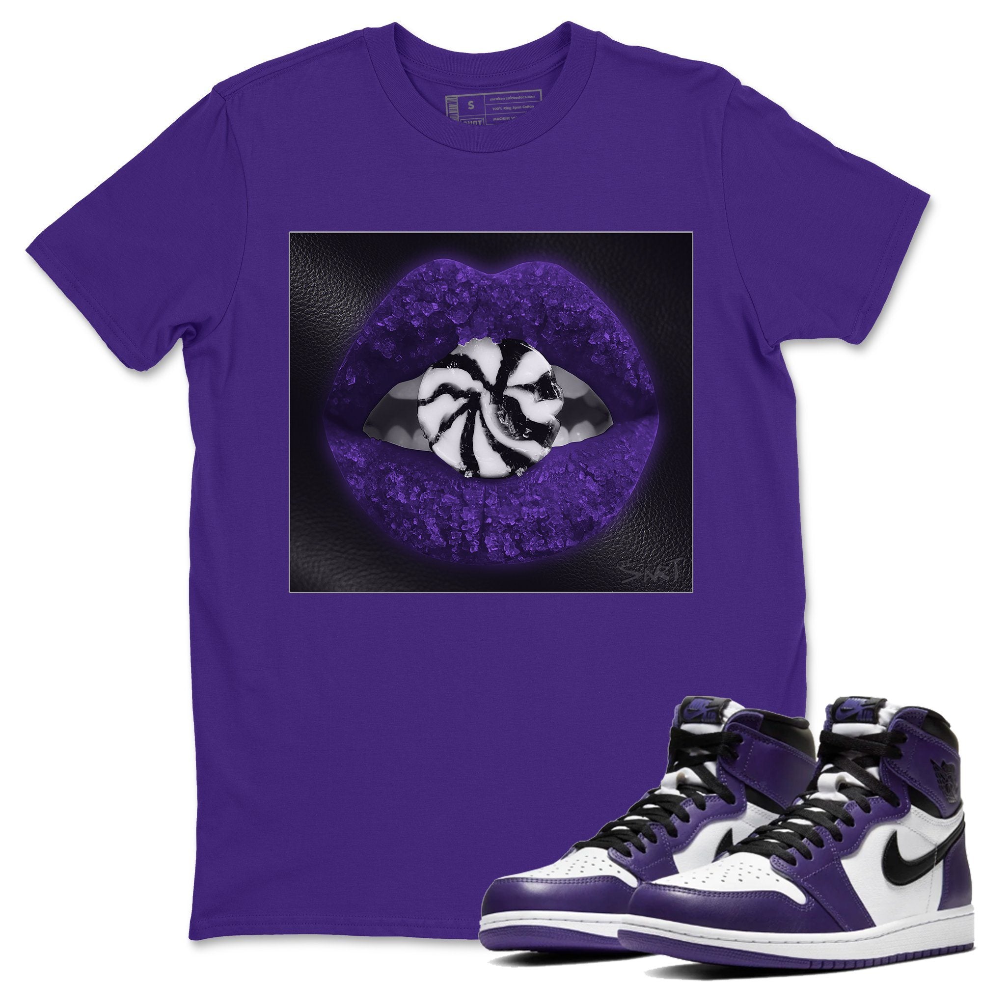 Lips Candy Unisex Tops - Air Jordan 1 Court Purple