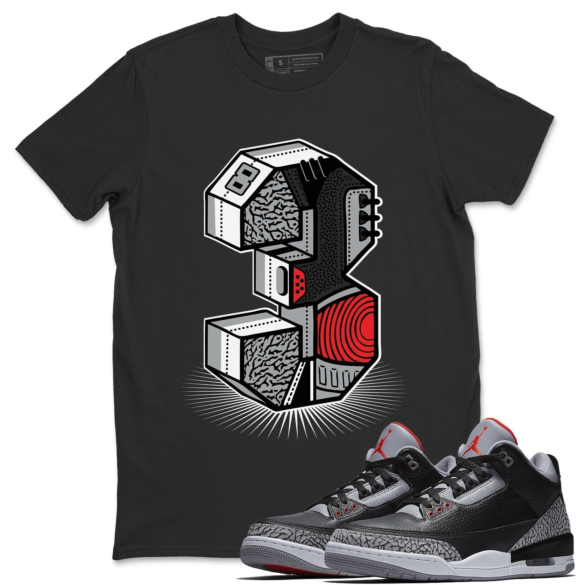 Three Statue Unisex Tops - Air Jordan 3 Black Cement