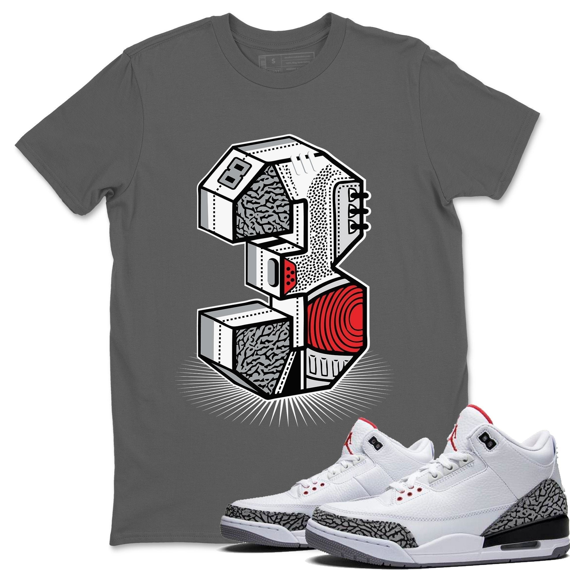 Three Statue Unisex Tops - Air Jordan 3 White Cement
