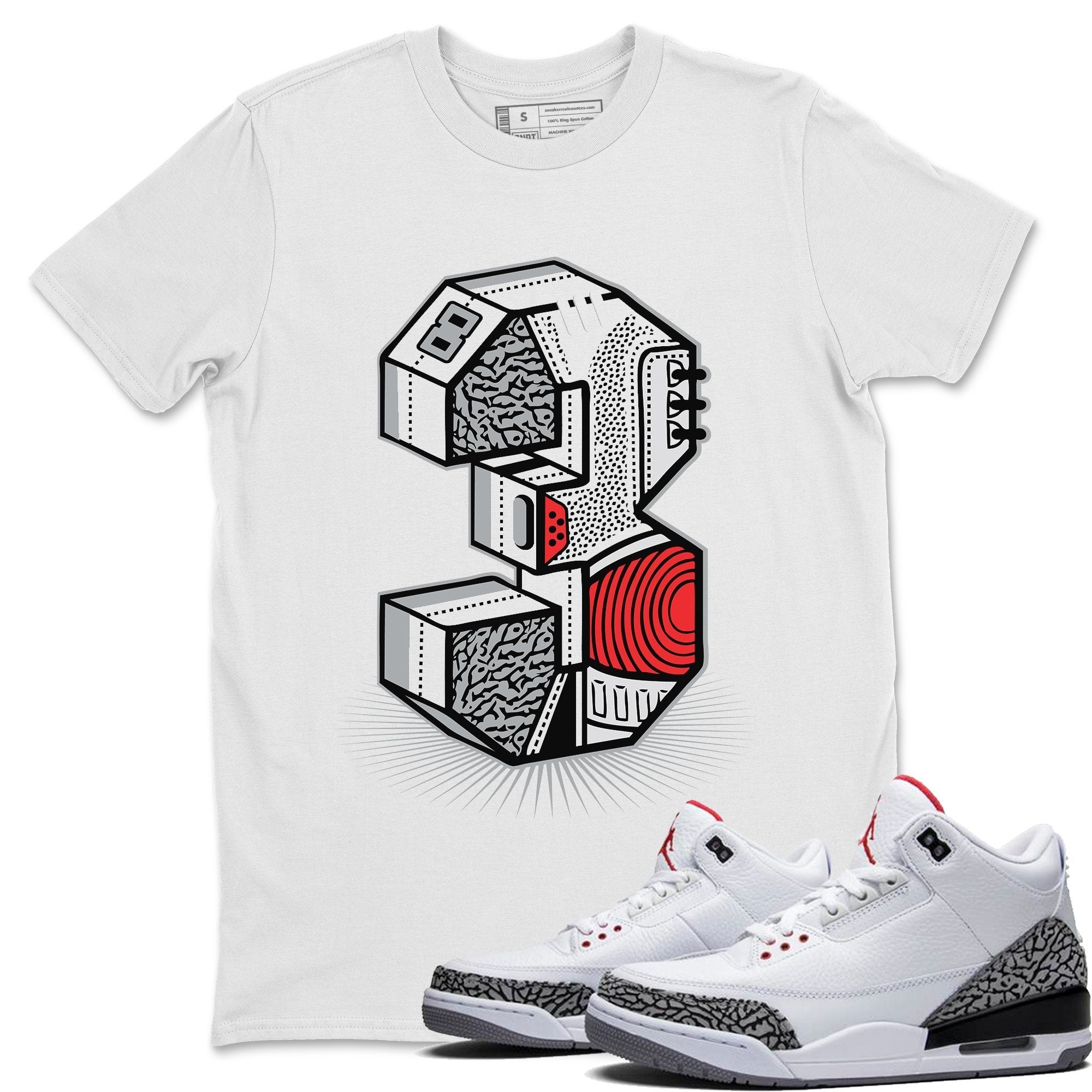 Three Statue Unisex Tops - Air Jordan 3 White Cement