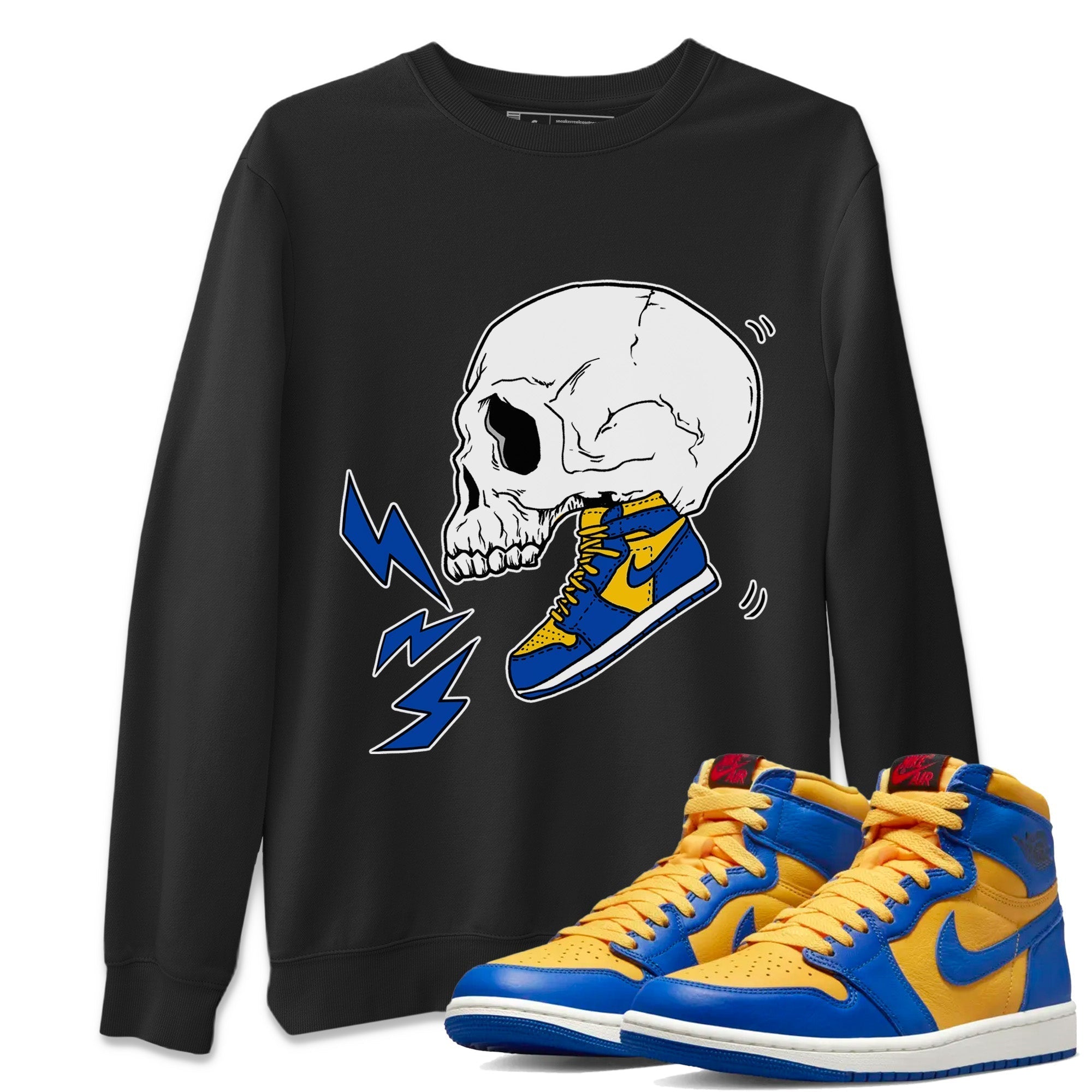 snkmatch Skull Unisex Tops - Air Jordan 1 Game Royal Varsity Maize