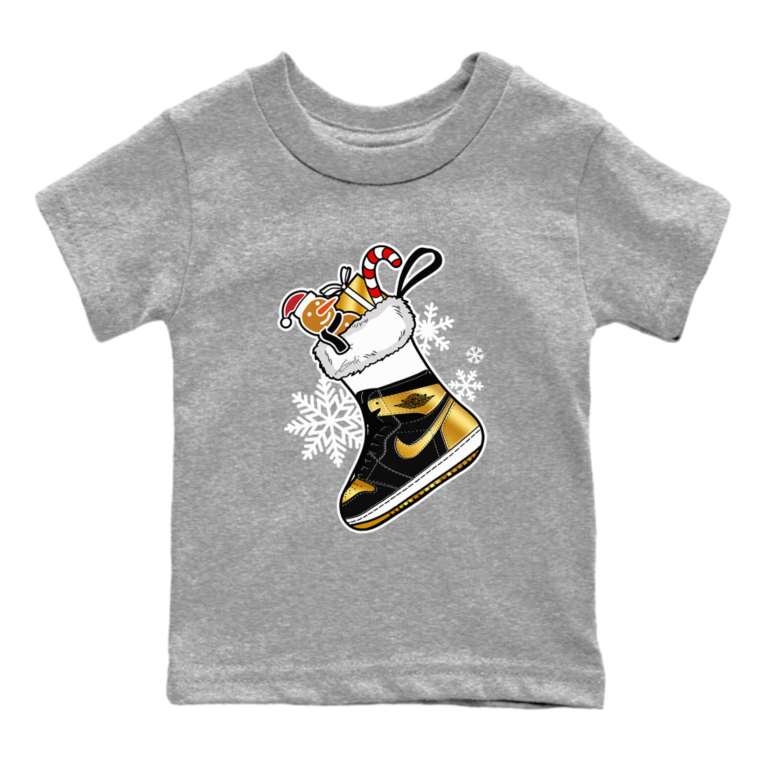 snkmatch Stocking snkmatch Tees Kids - Air Jordan 1 Black Metallic Gold