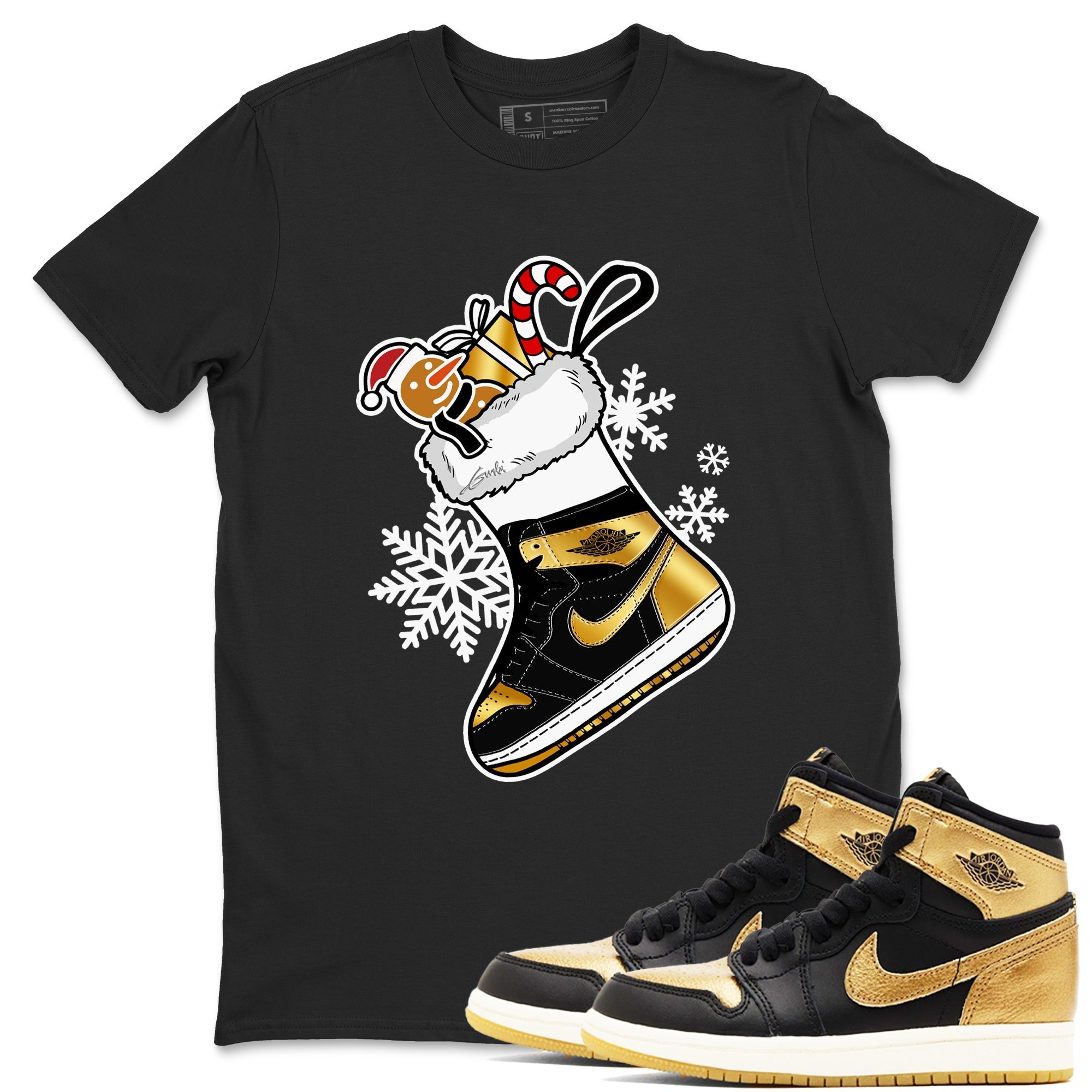 snkmatch Stocking snkmatch Tees - Air Jordan 1 Black Metallic Gold
