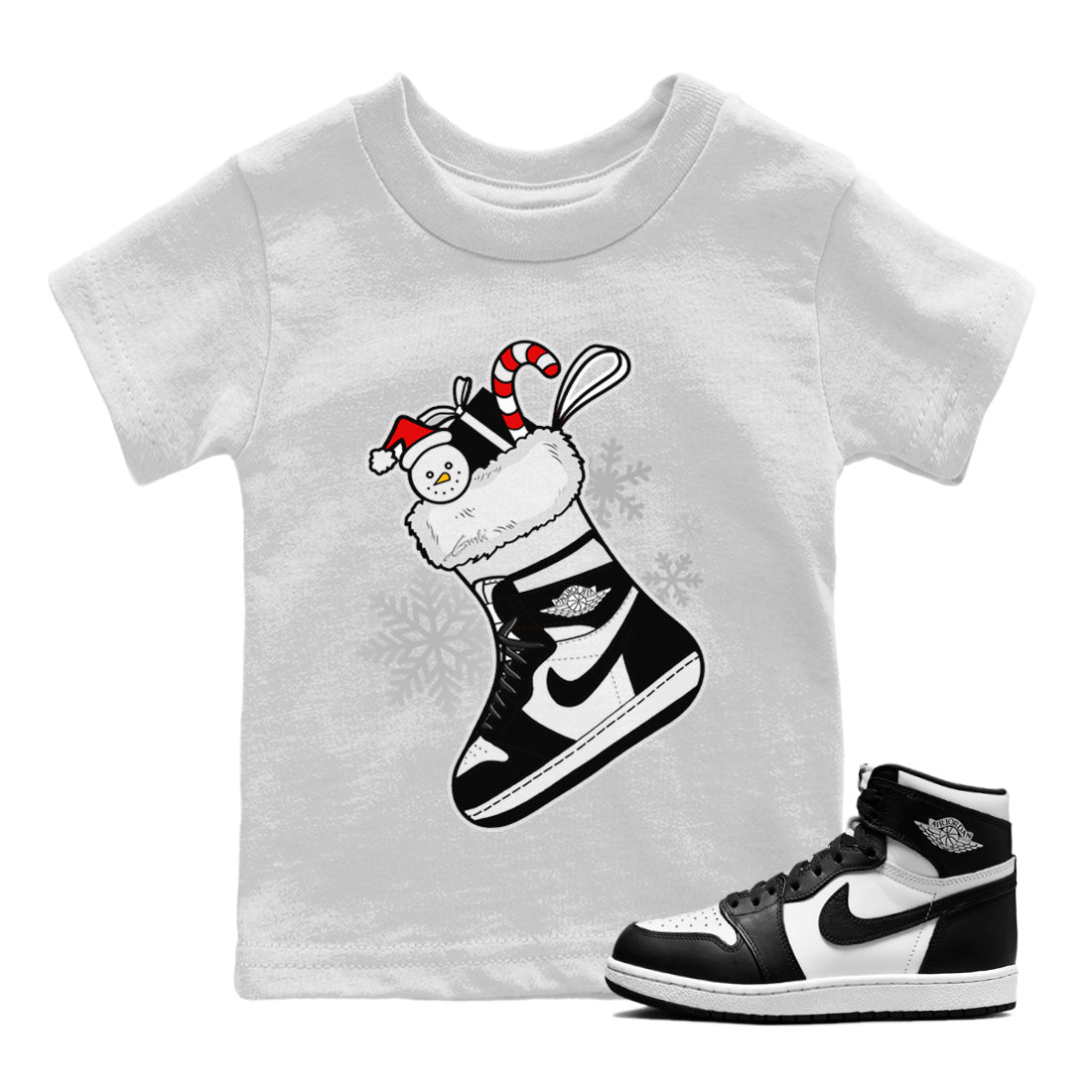 snkmatch Stocking Kids Tops - Air Jordan 1 Black White