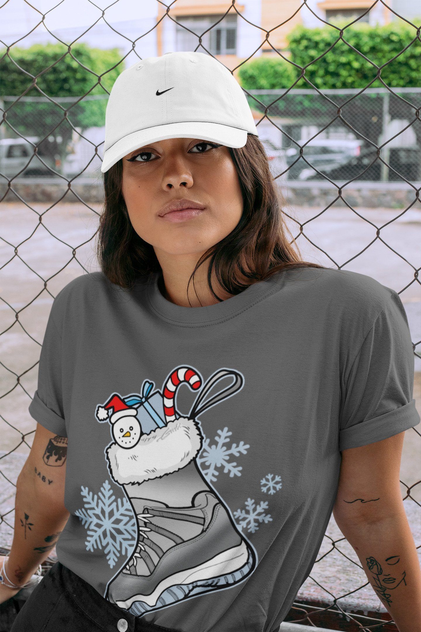 Sneaker Stocking Unisex Tops - Air Jordan 11 Cool Grey