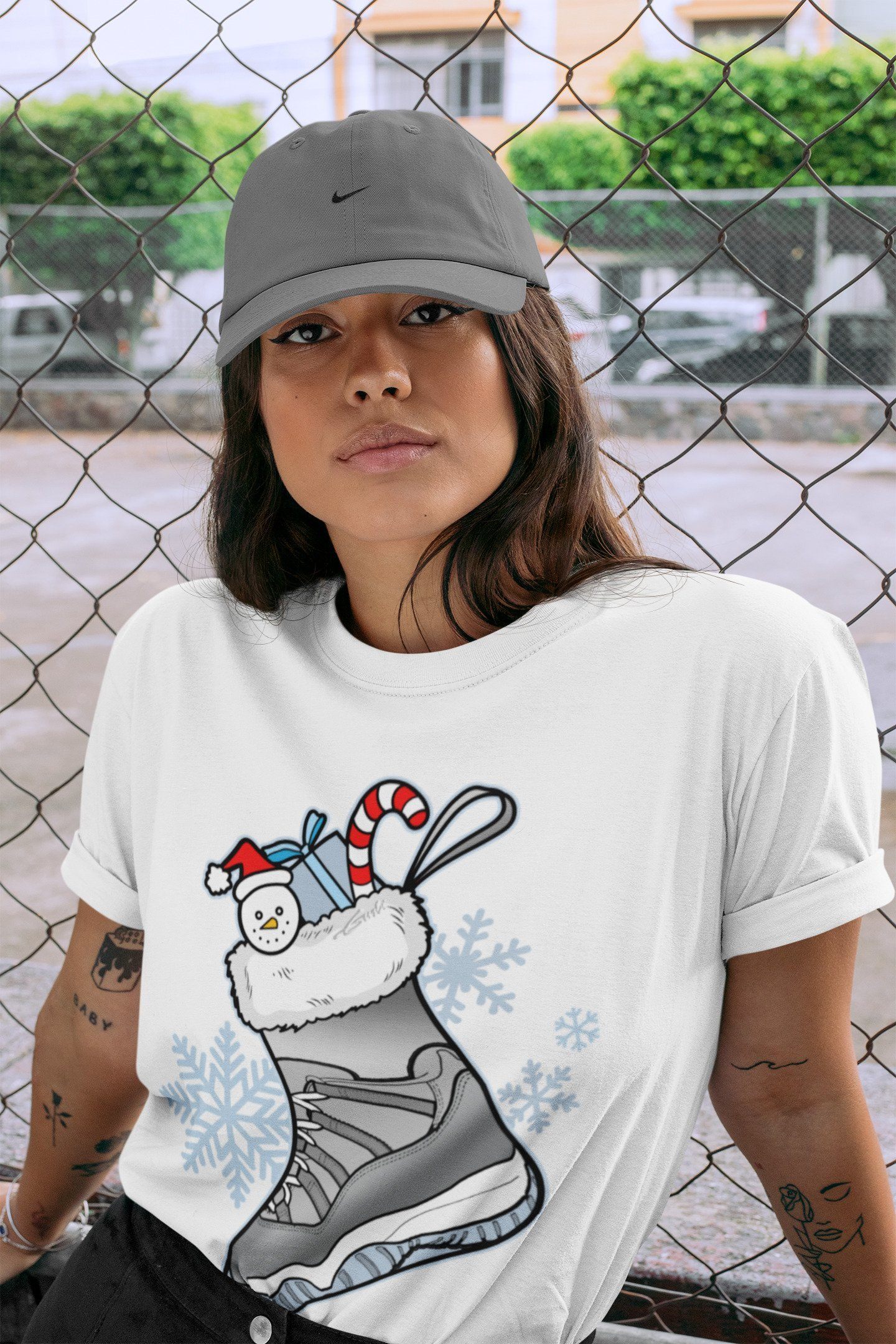 Sneaker Stocking Unisex Tops - Air Jordan 11 Cool Grey