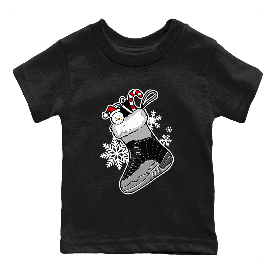 snkmatch Stocking snkmatch Tees Kids - Air Jordan 12 Black Wolf Grey