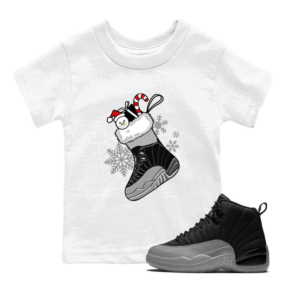 snkmatch Stocking snkmatch Tees Kids - Air Jordan 12 Black Wolf Grey