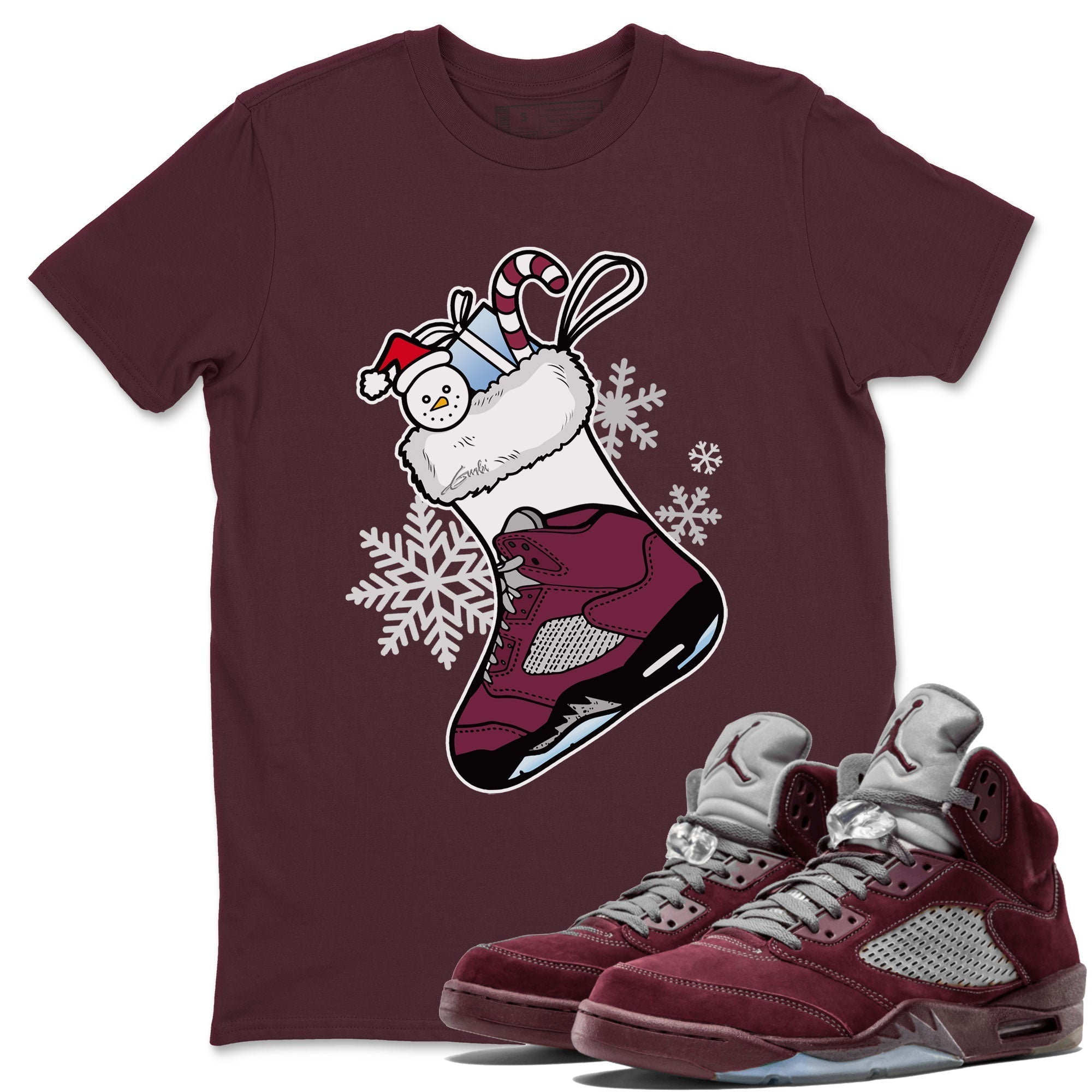 snkmatch Stocking snkmatch Tee - Air Jordan 5 Burgundy