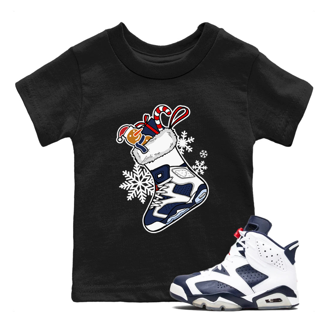 snkmatch Stocking snkmatch Tees Kids - Air Jordan 6 White And Midnight Navy