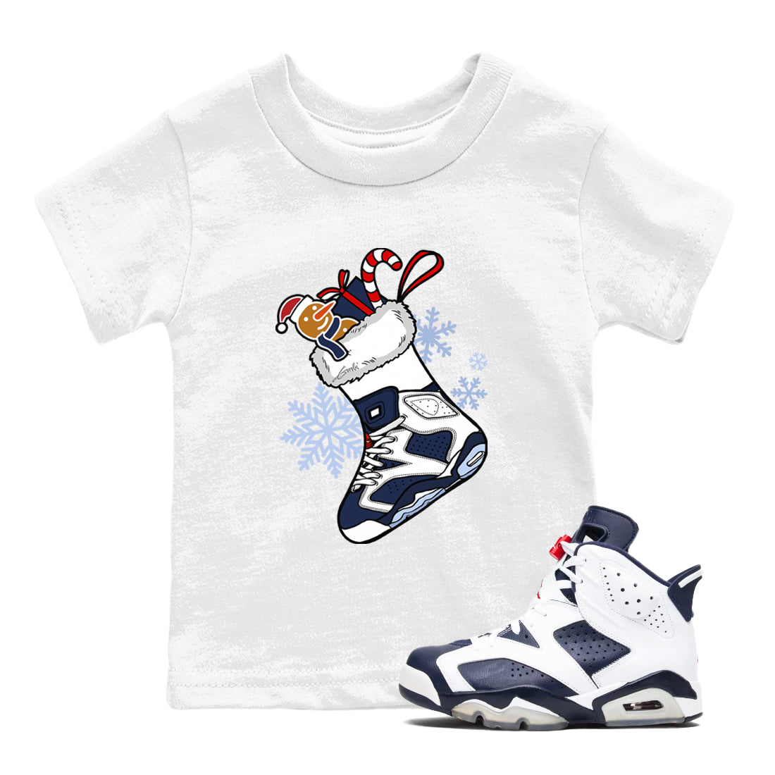 snkmatch Stocking snkmatch Tees Kids - Air Jordan 6 White And Midnight Navy