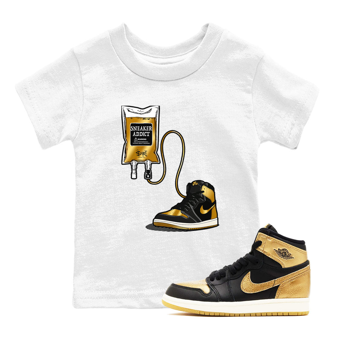snkmatch Therapy snkmatch Tees Kids - Air Jordan 1 Black Metallic Gold