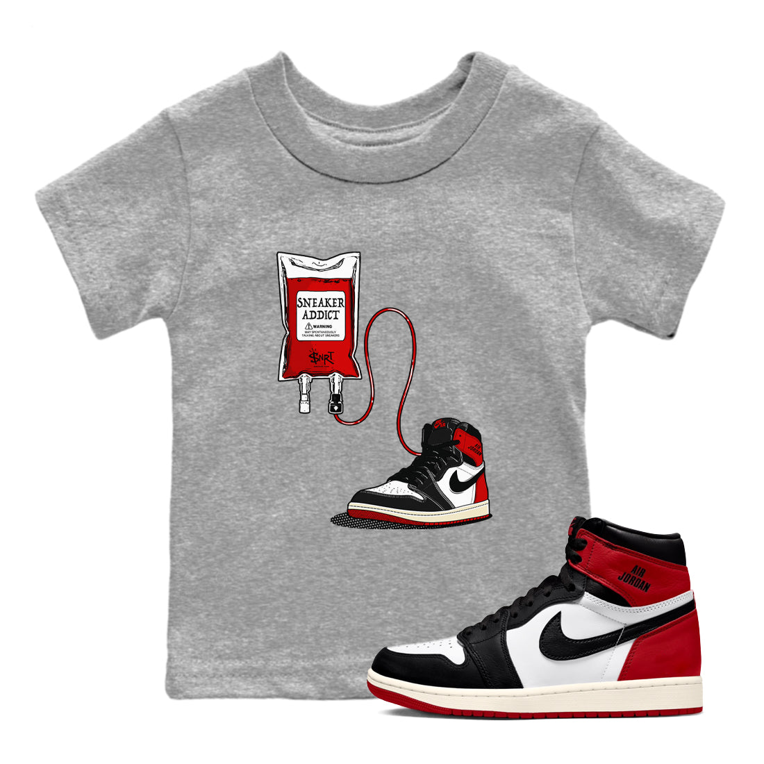 snkmatch Therapy snkmatch Tees Kids - Air Jordan 1 Black Toe Reimagined