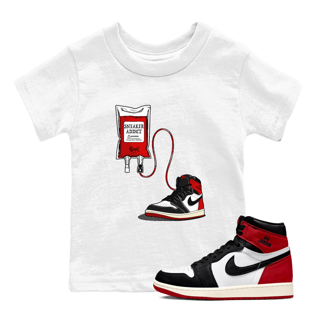 snkmatch Therapy snkmatch Tees Kids - Air Jordan 1 Black Toe Reimagined