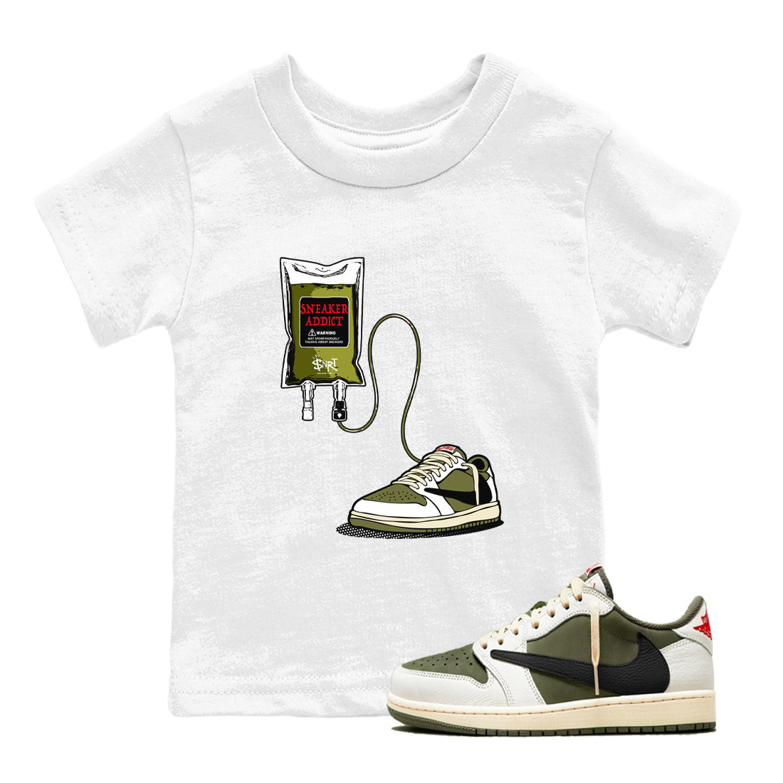 snkmatch Therapy snkmatch Tees Kids - Air Jordan 1 Travis Scott Medium Olive