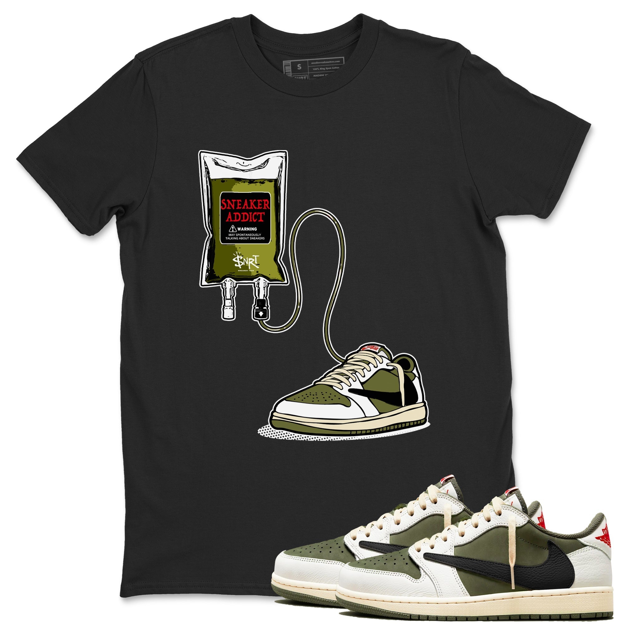 Sneaker Therapy SNRT Sneaker Tees - Air Jordan 1 Travis Scott Medium Olive