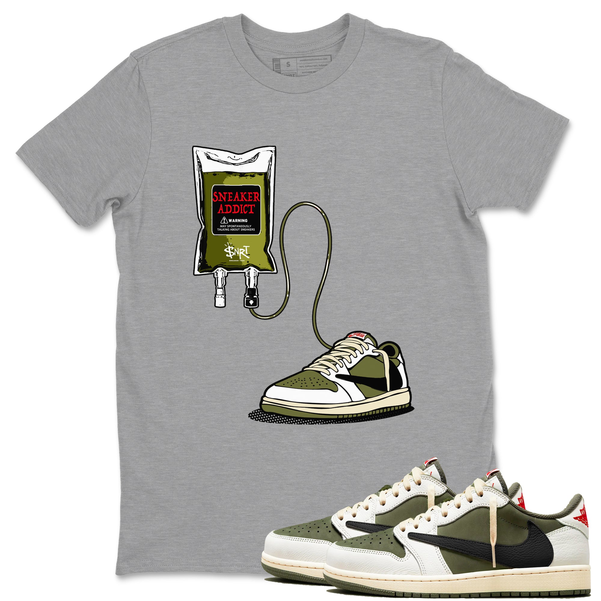 Sneaker Therapy SNRT Sneaker Tees - Air Jordan 1 Travis Scott Medium Olive