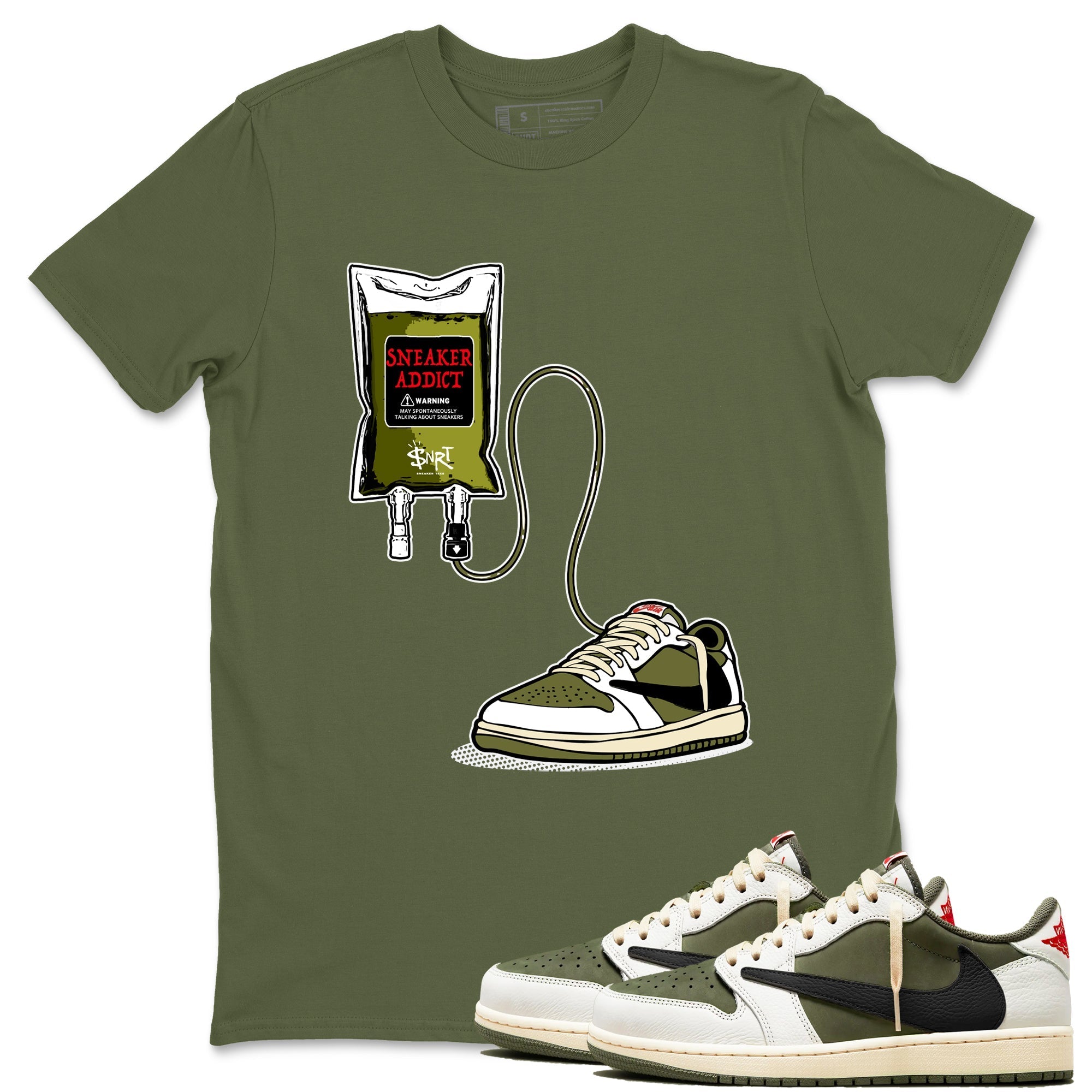 Sneaker Therapy SNRT Sneaker Tees - Air Jordan 1 Travis Scott Medium Olive