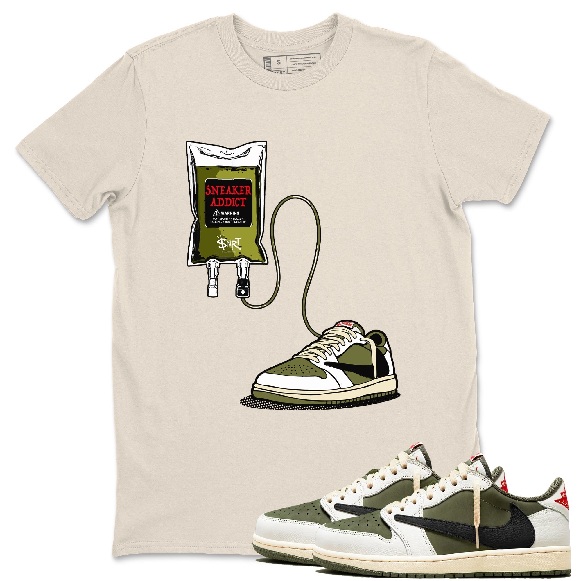 Sneaker Therapy SNRT Sneaker Tees - Air Jordan 1 Travis Scott Medium Olive