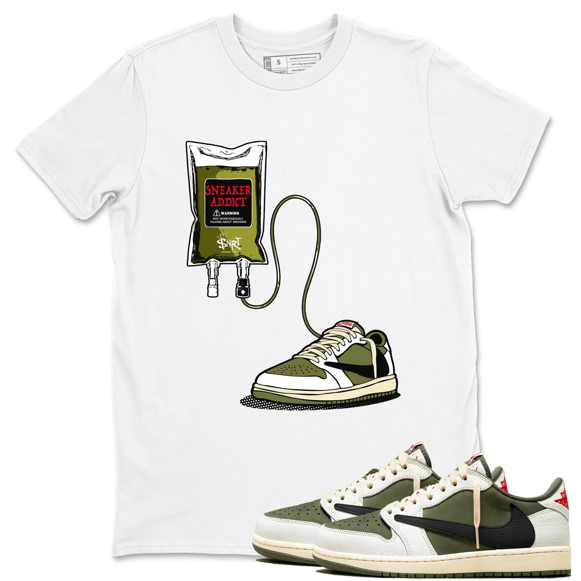 Sneaker Therapy SNRT Sneaker Tees - Air Jordan 1 Travis Scott Medium Olive