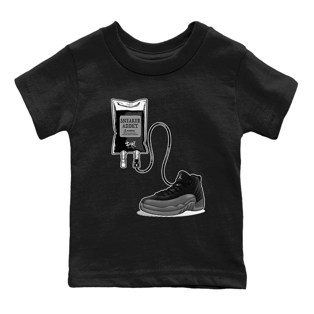 snkmatch Therapy snkmatch Tees Kids - Air Jordan 12 Black Wolf Grey