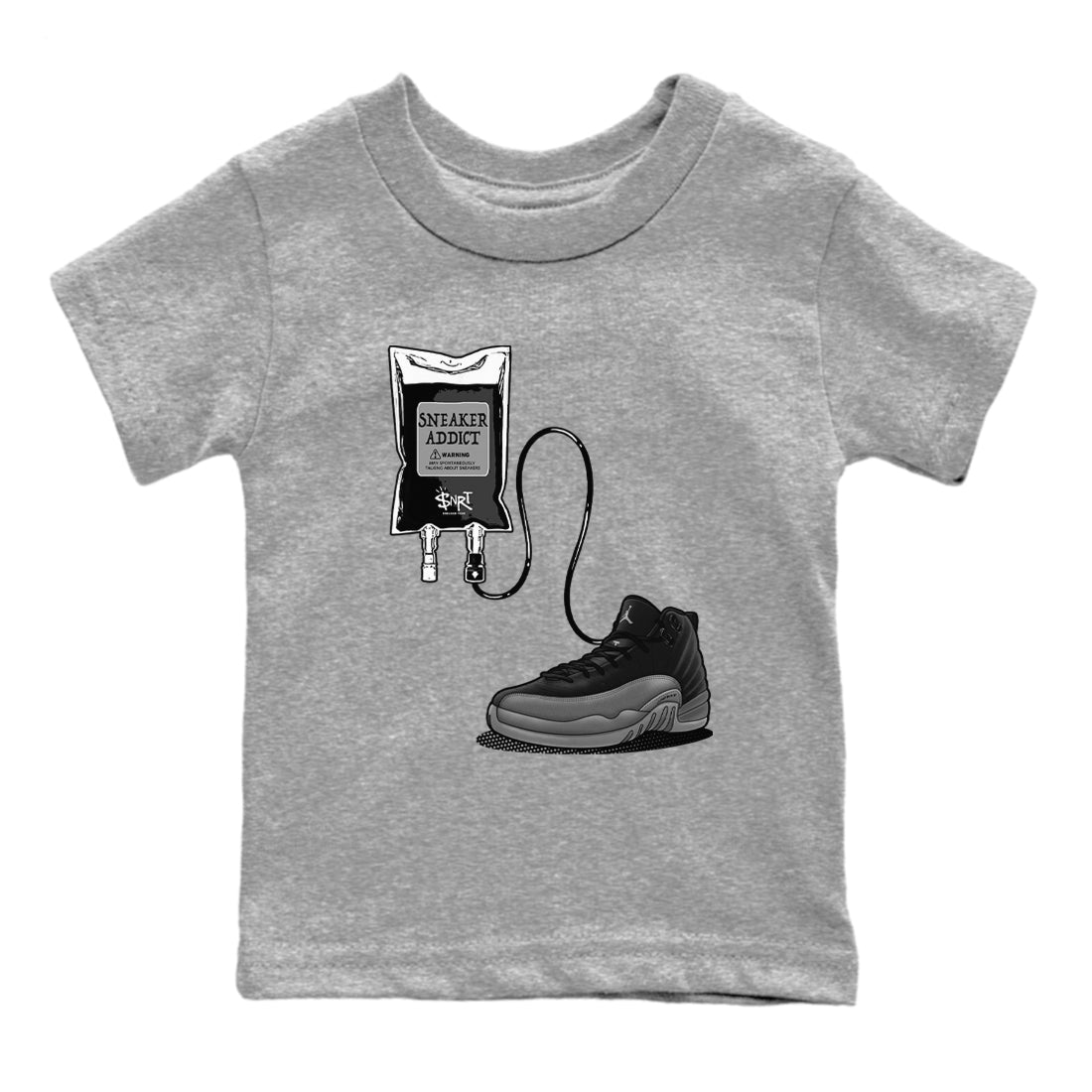 snkmatch Therapy snkmatch Tees Kids - Air Jordan 12 Black Wolf Grey