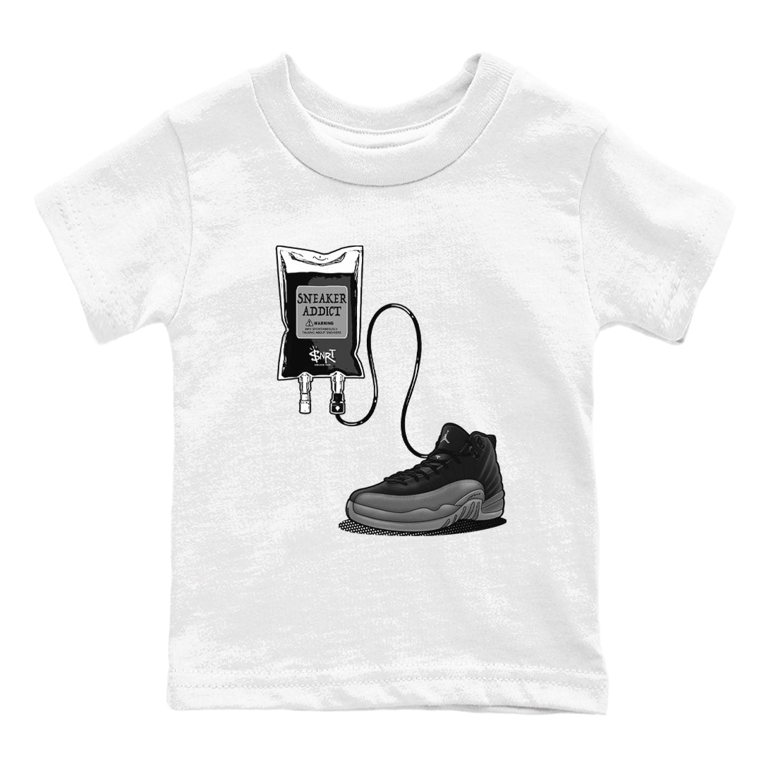 snkmatch Therapy snkmatch Tees Kids - Air Jordan 12 Black Wolf Grey