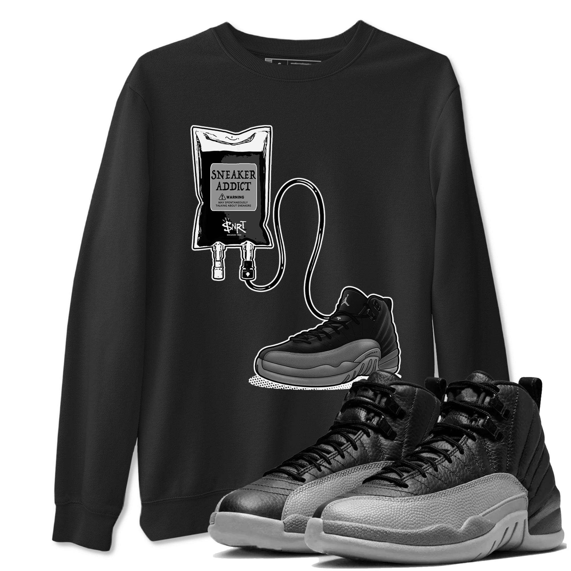 snkmatch Therapy snkmatch Tees - Air Jordan 12 Black Wolf Grey