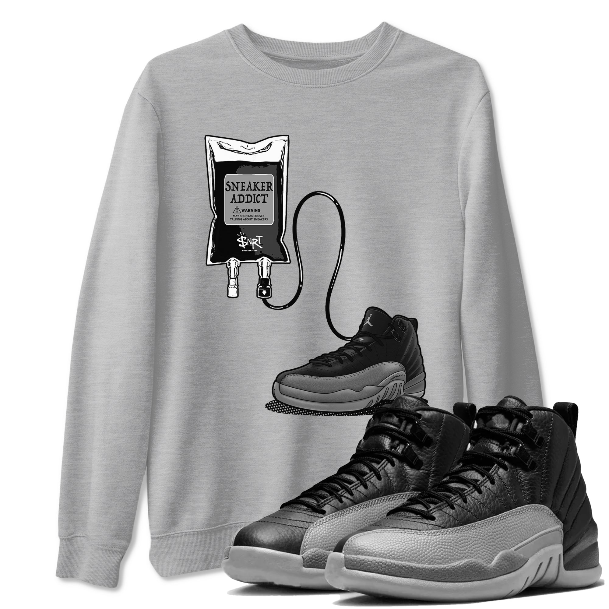 snkmatch Therapy snkmatch Tees - Air Jordan 12 Black Wolf Grey