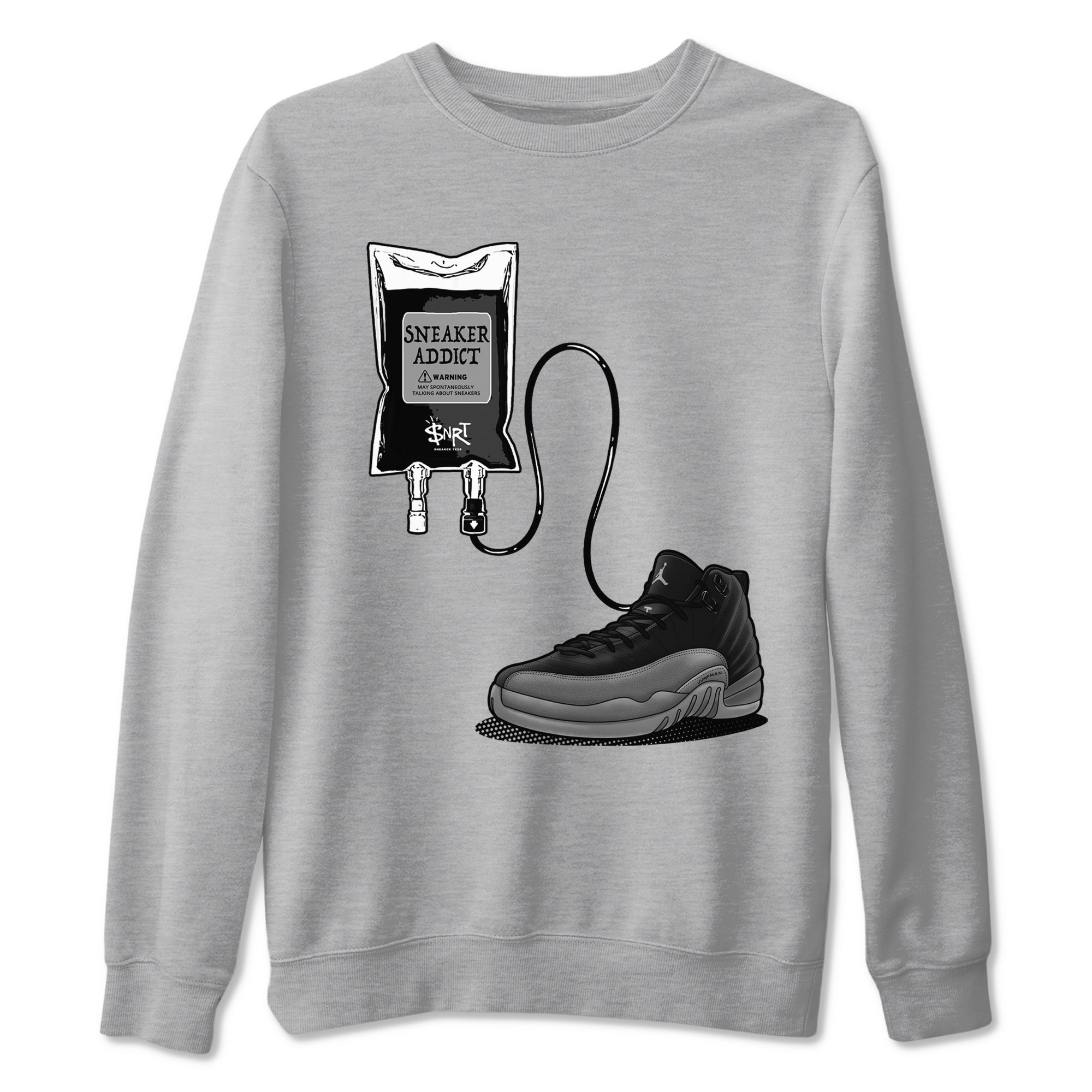 snkmatch Therapy snkmatch Tees - Air Jordan 12 Black Wolf Grey