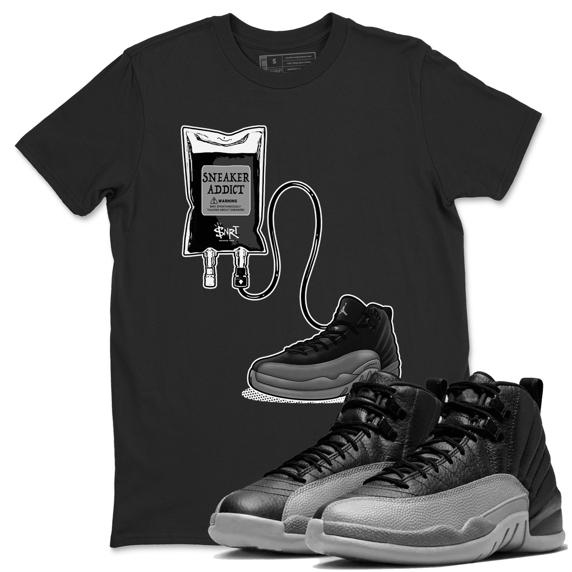snkmatch Therapy snkmatch Tees - Air Jordan 12 Black Wolf Grey