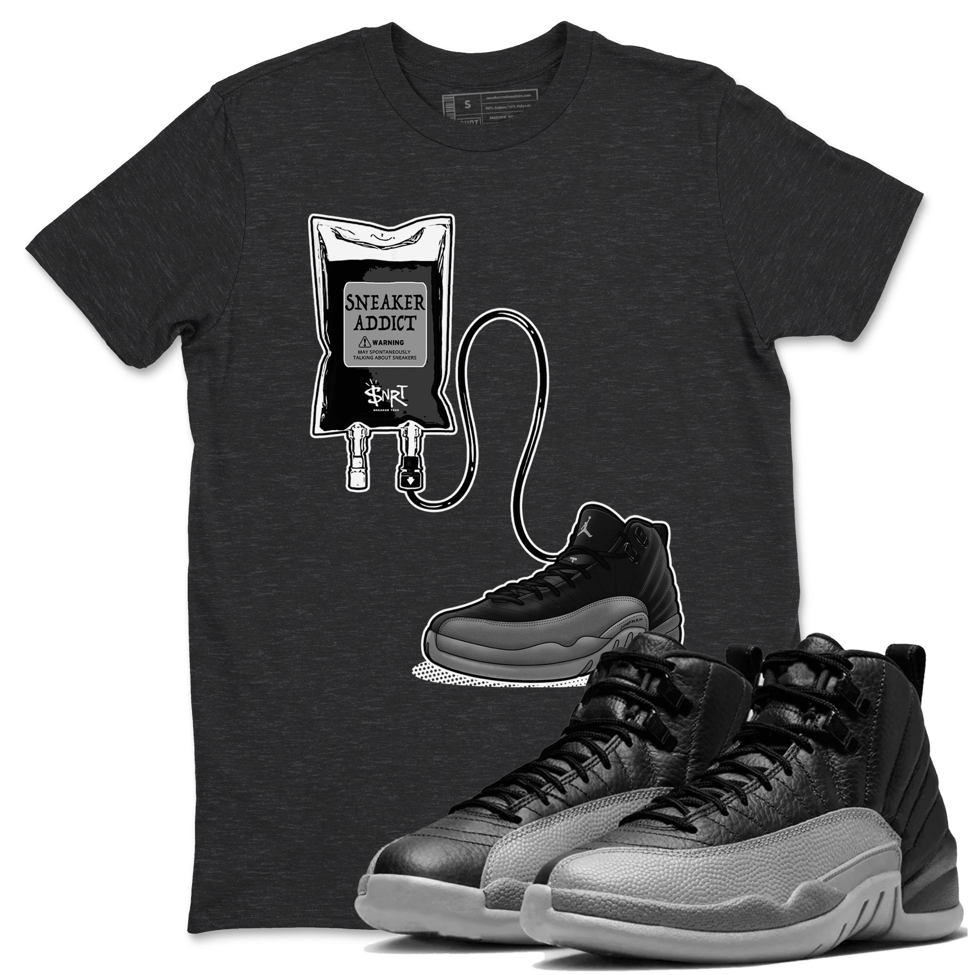 snkmatch Therapy snkmatch Tees - Air Jordan 12 Black Wolf Grey