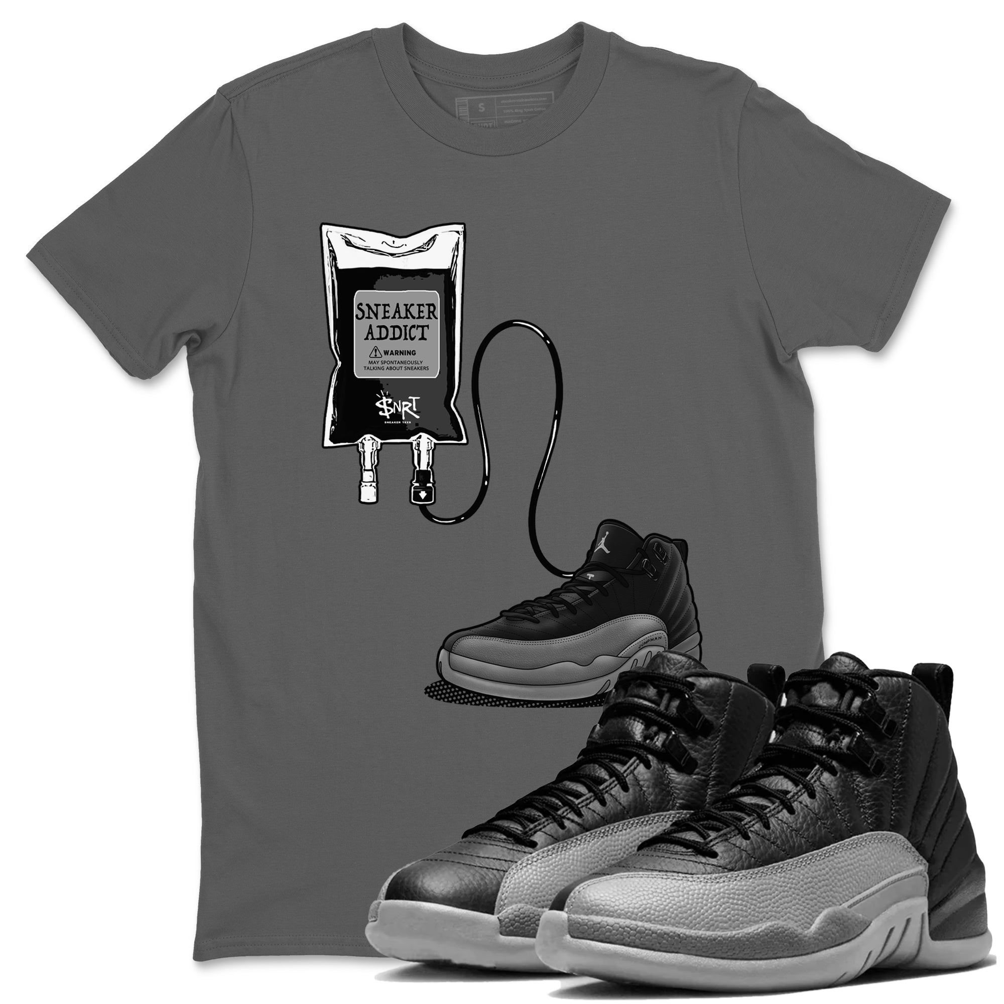 snkmatch Therapy snkmatch Tees - Air Jordan 12 Black Wolf Grey