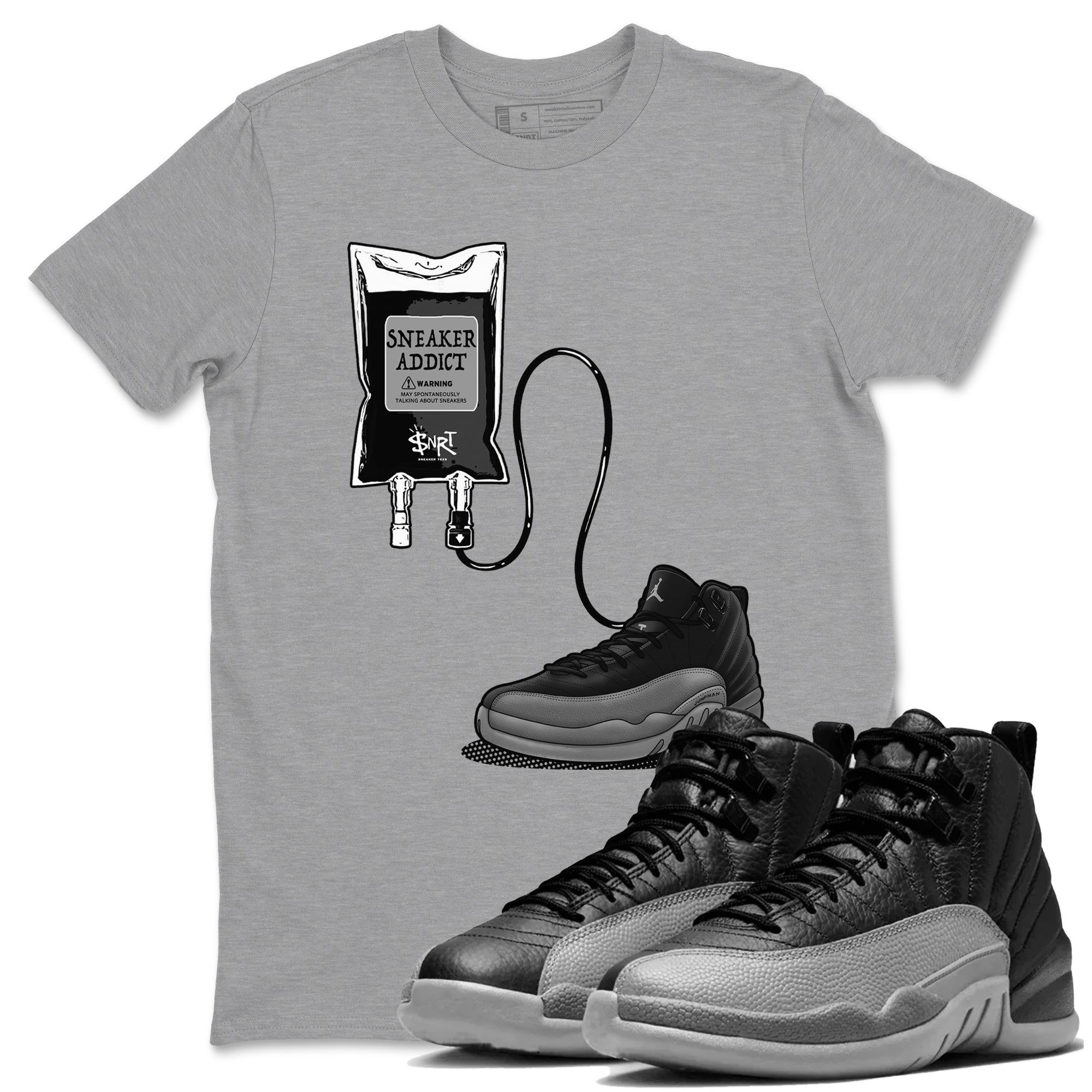 snkmatch Therapy snkmatch Tees - Air Jordan 12 Black Wolf Grey