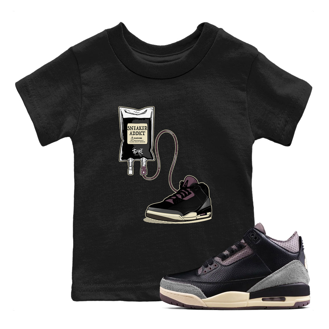 snkmatch Therapy snkmatch Tees Kids - Air Jordan 3 A Ma Maniere x Black
