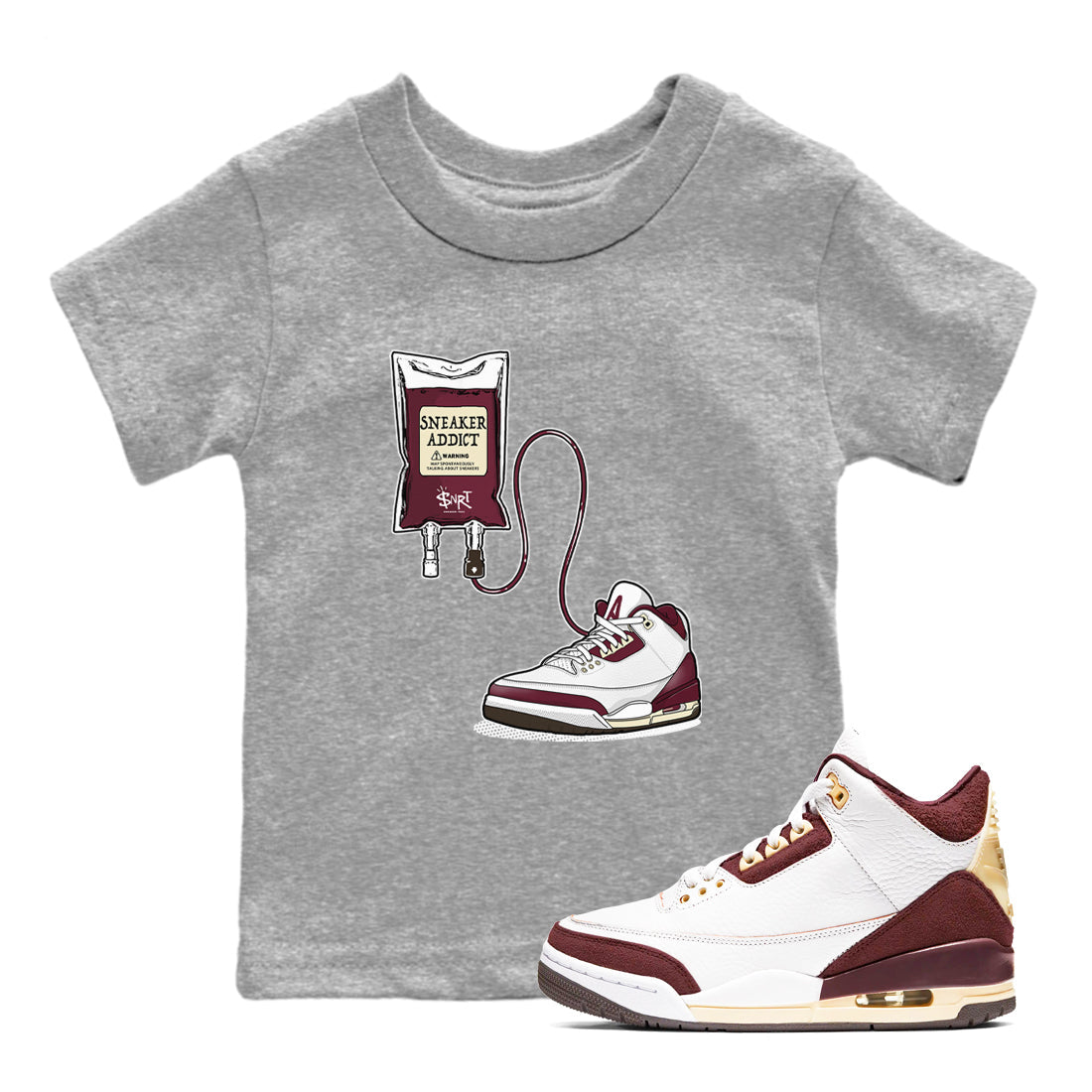 snkmatch Therapy snkmatch Tees Kids - Air Jordan 3 A Ma Maniere x Burgundy Crush