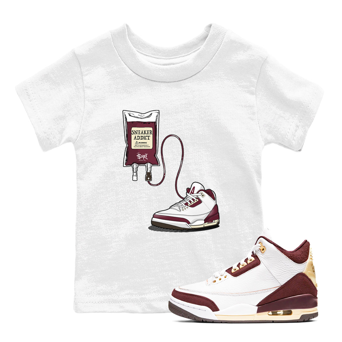 snkmatch Therapy snkmatch Tees Kids - Air Jordan 3 A Ma Maniere x Burgundy Crush