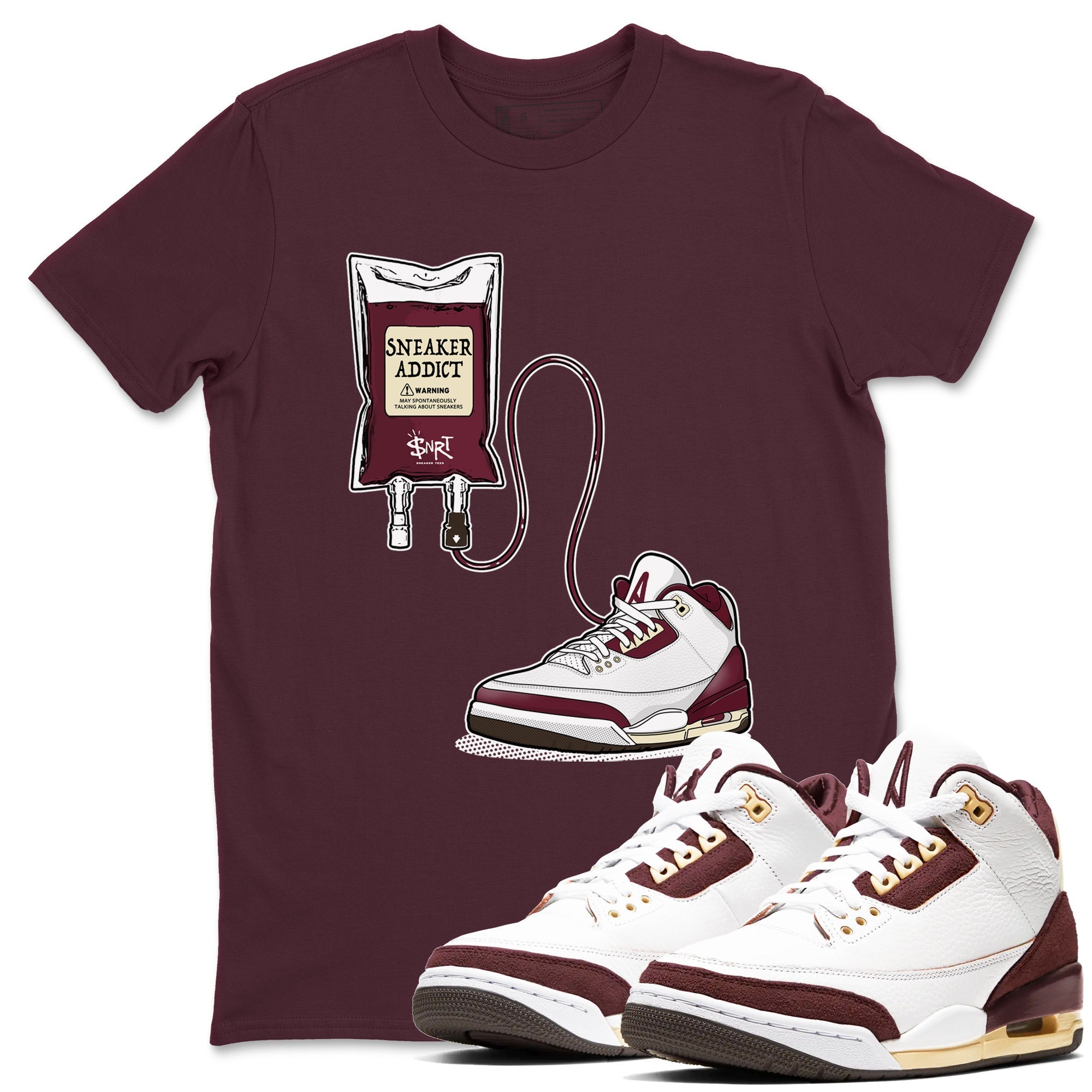 snkmatch Therapy snkmatch Tees - Air Jordan 3 A Ma Maniere x Burgundy Crush