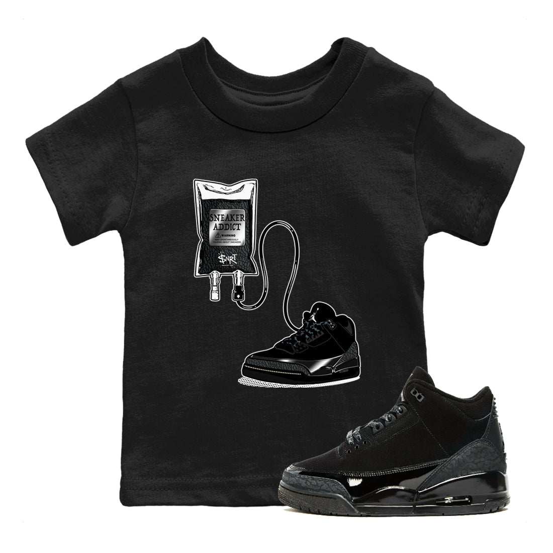 snkmatch Therapy snkmatch Tees Kids - Air Jordan 3 Black Cat