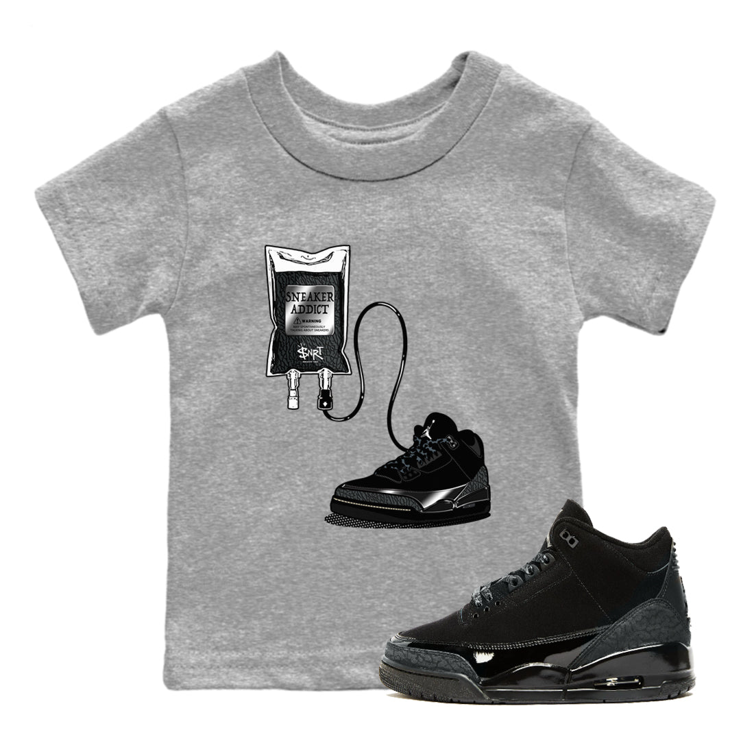 snkmatch Therapy snkmatch Tees Kids - Air Jordan 3 Black Cat