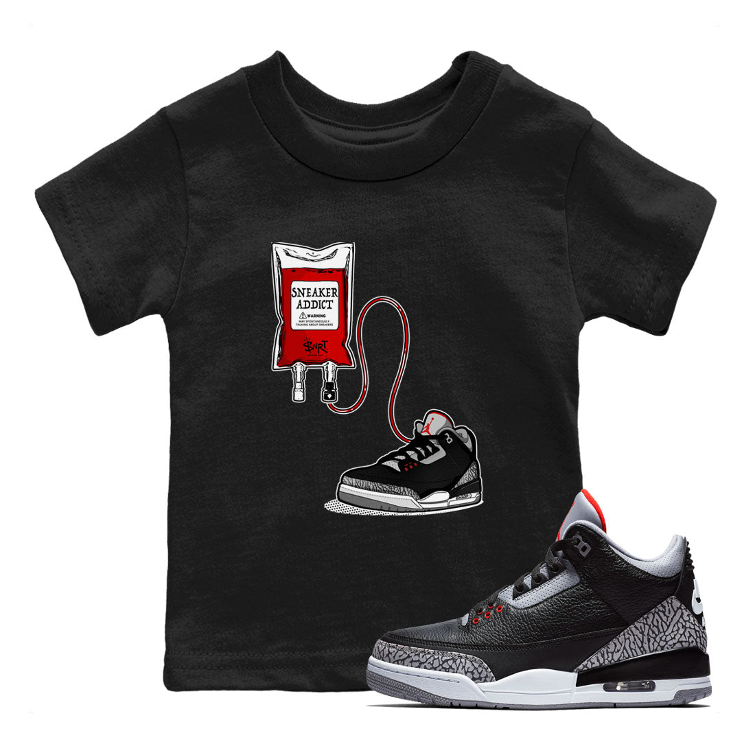 snkmatch Therapy snkmatch Tees Kids - Air Jordan 3 Black Cement