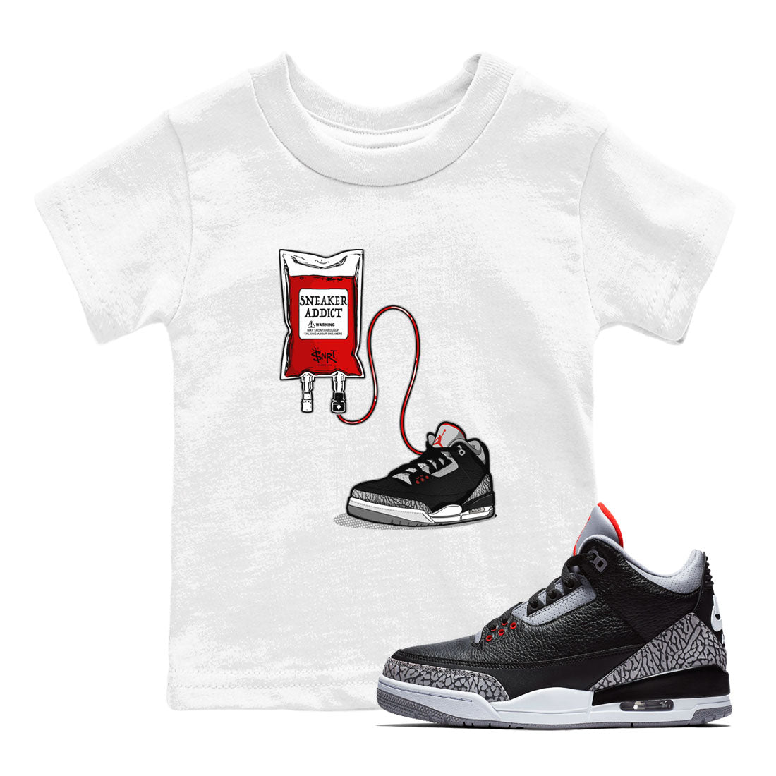snkmatch Therapy snkmatch Tees Kids - Air Jordan 3 Black Cement