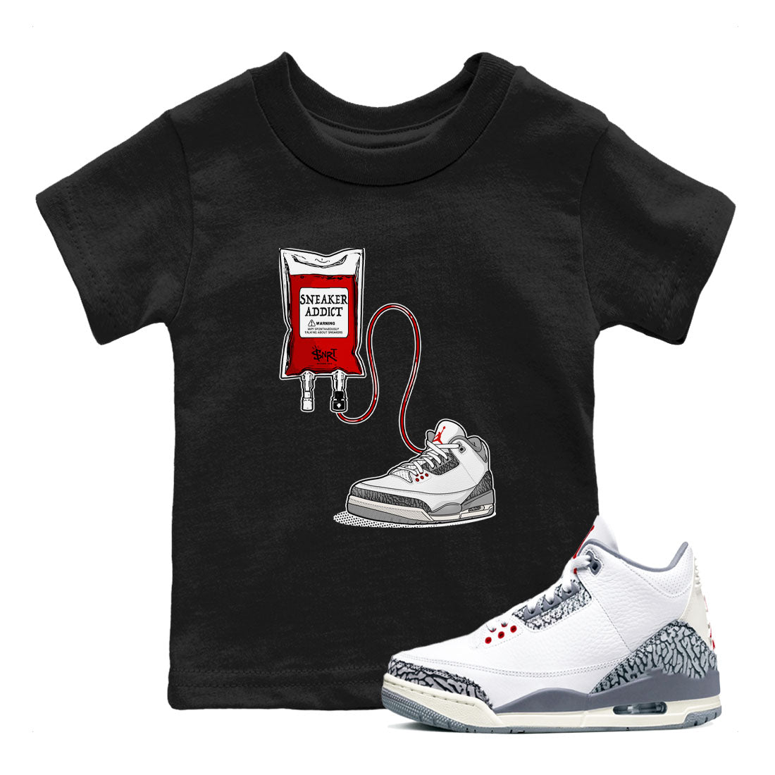snkmatch Therapy snkmatch Tees Kids - Air Jordan 3 Cement Grey