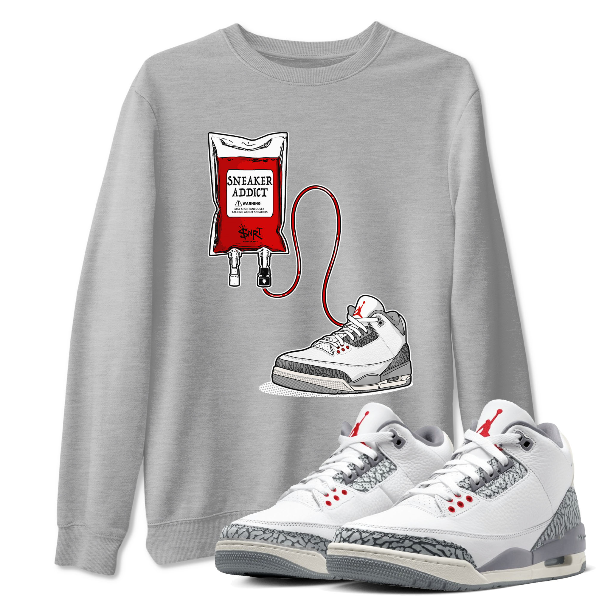 snkmatch Therapy snkmatch Tees - Air Jordan 3 Cement Grey
